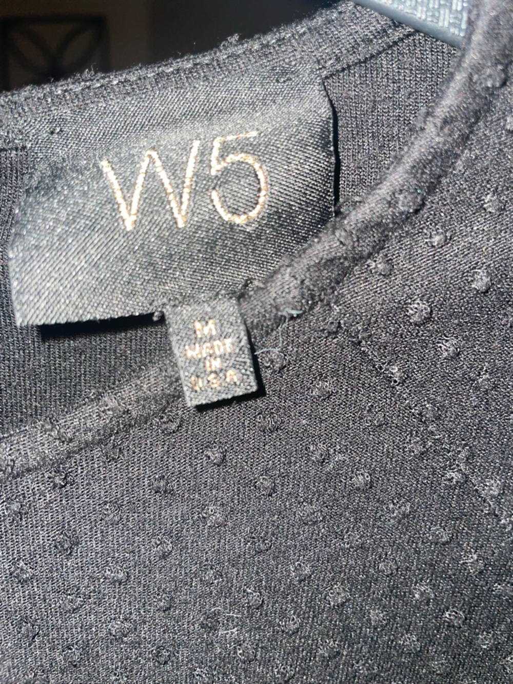 W5 Black Dot-Textured Knit Top